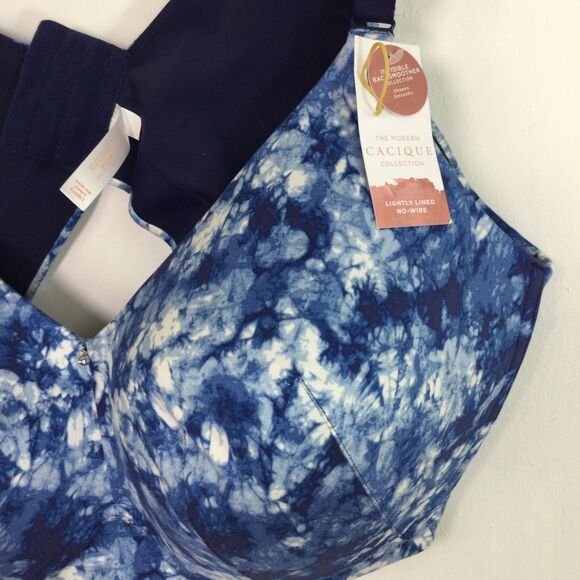 Cacique Lightly Lined No Wire Tye Dye Molded Adjustable Bra Blue Size 46DDD - Picture 2 of 12